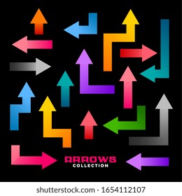 collection of colorful geometric directions arrows set