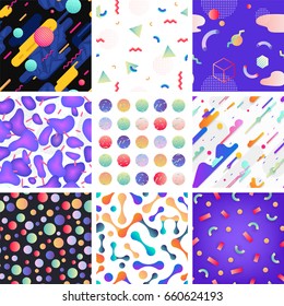 Collection of colorful geometric patterns. Applicable for Banners, Posters, Flyers.