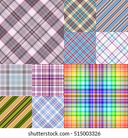 Collection colorful geometric seamless patterns, vector EPS10