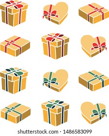 A collection of colorful gift boxes.Flat style vector illustration. Happy New Year and Christmas, Birthday, mothers day, Sale, shopping concept.