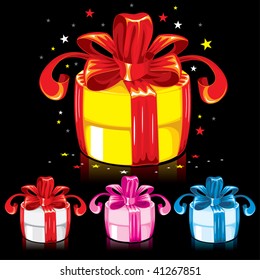 colección de regalos coloridos. Imagen vectorial.