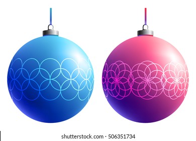 Collection of colorful glass balls. Set of Christmas toys. New year elements. Holiday decoration. Color decorative objects. Gradient effect. Group of isolated spheres. 