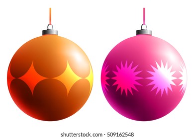 Collection of colorful glass balls. Set of Christmas toys. New year elements. Holiday decoration. Color decorative objects. Gradient effect. Group of isolated spheres. 