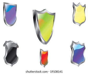 Collection of colorful glossy 3D vector shields