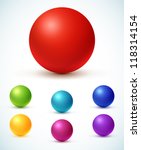 Collection of colorful glossy spheres isolated on white. Vector illustration for your design.