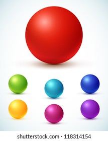 Collection of colorful glossy spheres isolated on white. Vector illustration for your design.