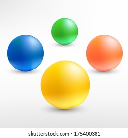 Collection of colorful glossy spheres isolated on white. 