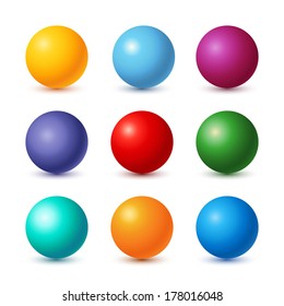 Collection of colorful glossy spheres isolated on white / Vector illustration for your design