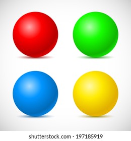 Collection of colorful glossy spheres isolated on white. Vector illustration for your design.