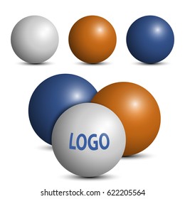 Collection of colorful glossy spheres isolated on white. Vector illustration for your design.