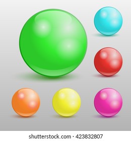 Collection of colorful glossy spheres. Vector illustration for your design.
