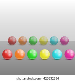 Collection of colorful glossy spheres. Vector illustration for your design.