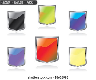 Collection of colorful glossy vector shields