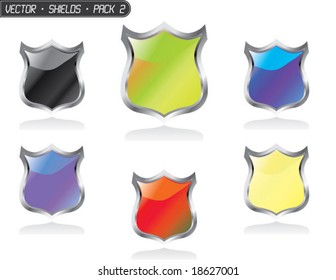 Collection of colorful glossy vector shields