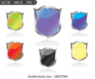 Collection of colorful glossy vector shields