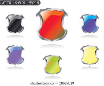 Collection of colorful glossy vector shields