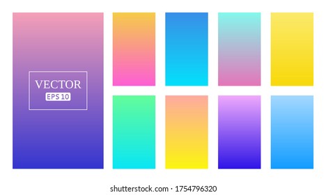 Kollektion von buntem Farbverlauf-Hintergrund für Grafikdesign. Vektorgrafik
