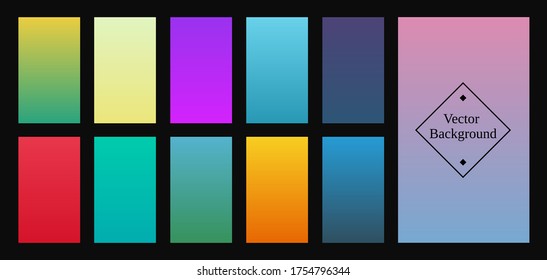 Collection of colorful gradient background for graphic design. Vector
