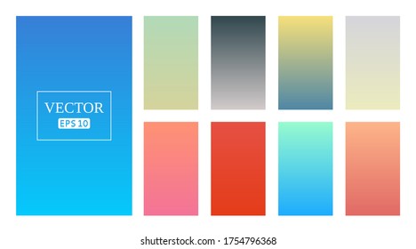 Kollektion von buntem Farbverlauf-Hintergrund für Grafikdesign. Vektorgrafik
