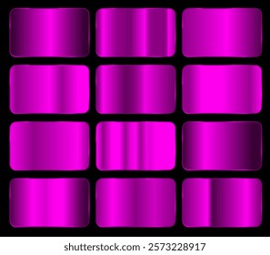 Collection of colorful gradients. Set of violet, purple and turquoise texture graduation backgrounds. Bright and shiny gradient collection for gradient button, frame, ribbon and label.