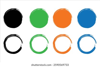 collection of Colorful grunge circles. Grunge round frame vector on white background