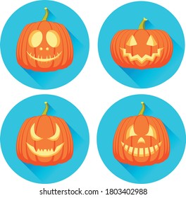 collection of colorful halloween pumpkin lantern
