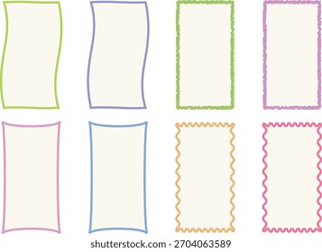 Colección de marcos dibujados a mano de colores aislados sobre fondo blanco, perfecto para scrapbooking