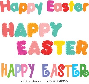 Collection Of Colorful Happy Easter Texts 