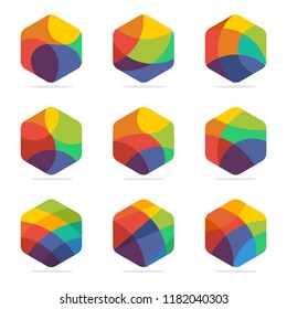 collection of colorful hexagon shape designs