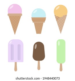 A collection of colorful ice cream. Images in flat style. Vector illustration