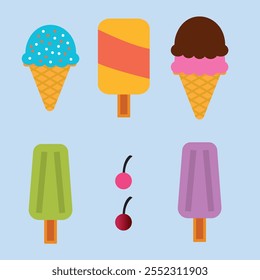 collection of colorful ice cream and popsicle illustrations