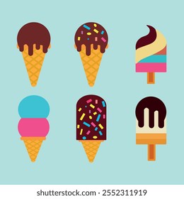  collection of colorful ice cream and popsicle illustrations