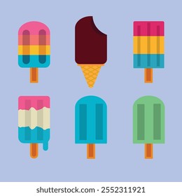  colección de ilustraciones coloridas de helados y paletas