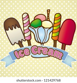 Collection of colorful ice cream, vector illustration