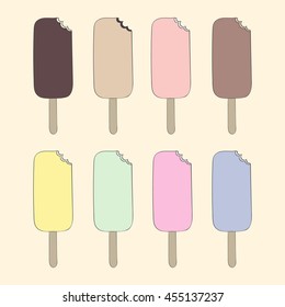 Collection of colorful ice cream, vector illustration