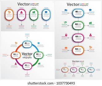 Collection of colorful infographic can be used for workflow layout, diagram, number options, web design. Infographic business concept with options, parts, steps or processes. Vector Eps 10