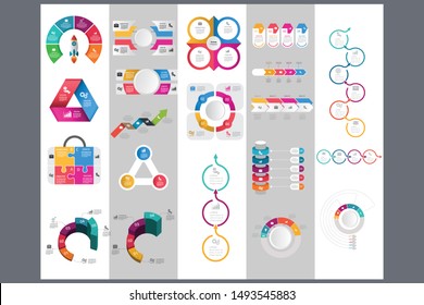 Collection of colorful infographic can be used for workflow layout, diagram, number options, web design. Infographic business concept with options, parts, steps or processes. Vector Eps 10