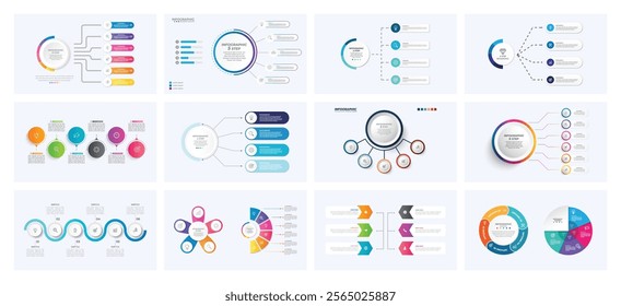 Collection of colorful infographic can be used for workflow layout, diagram, number options, web design. Infographic business concept with options, parts, steps or processes. Vector Eps 10