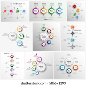 Collection of colorful infographic can be used for workflow layout, diagram, number options, web design. Infographic business concept with options, parts, steps or processes. Vector Eps 10