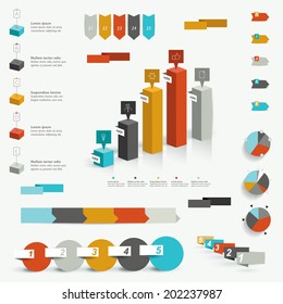 Collection of colorful  infographic elements. Business vector shapes. 