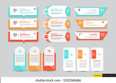 Collection colorful infographic elements. Can be used for workflow layout, diagram, annual report, web design.banner,label vector.