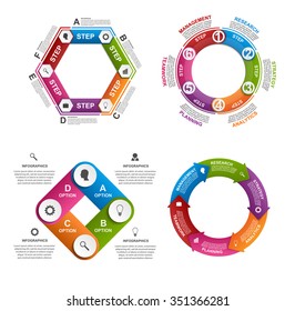 Collection of colorful infographics. Design elements. 