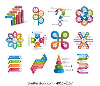 Collection of colorful infographics. Design elements. 