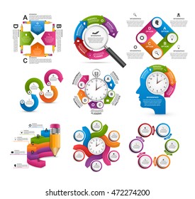 Collection of colorful infographics. Design elements. 