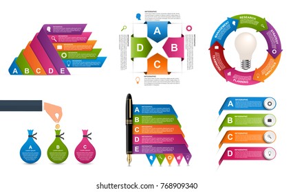 Collection of colorful infographics. Design elements