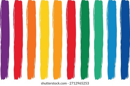 Una colección de coloridas rayas de degradado irregular y pinceladas en una disposición de Vertical. Esta Ilustración vectorial escalable es perfecta para proyectos creativos y Elementos de diseño.