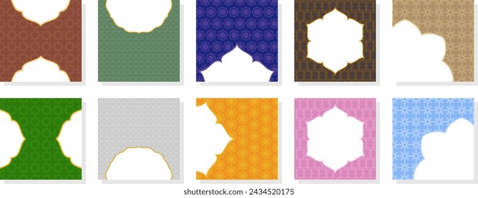 collection of colorful Islamic poster templates with copy space. vector design with empty space for text and images.