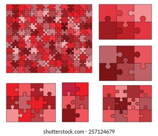 Collection of colorful jigsaw puzzle, vector illustration