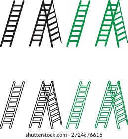 colección de escaleras de colores en diferentes posiciones y colores
