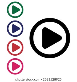 Coleção de reprodutores de vídeo coloridos vazados isolados em fundo transparente para sites e recursos gráficos.